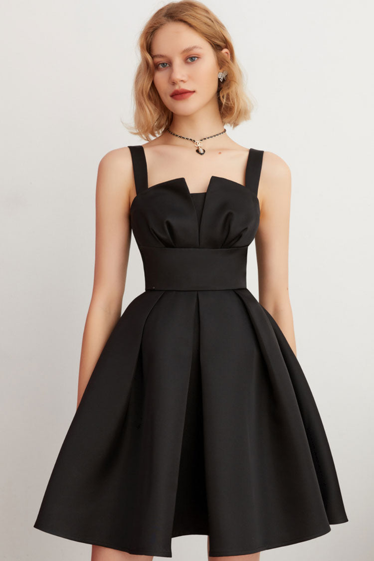 Flare Parti Mini Elbise - Siyah