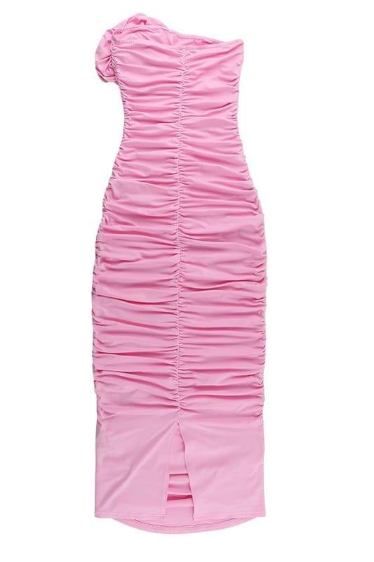 Tina Flower Straplez Midi Elbise