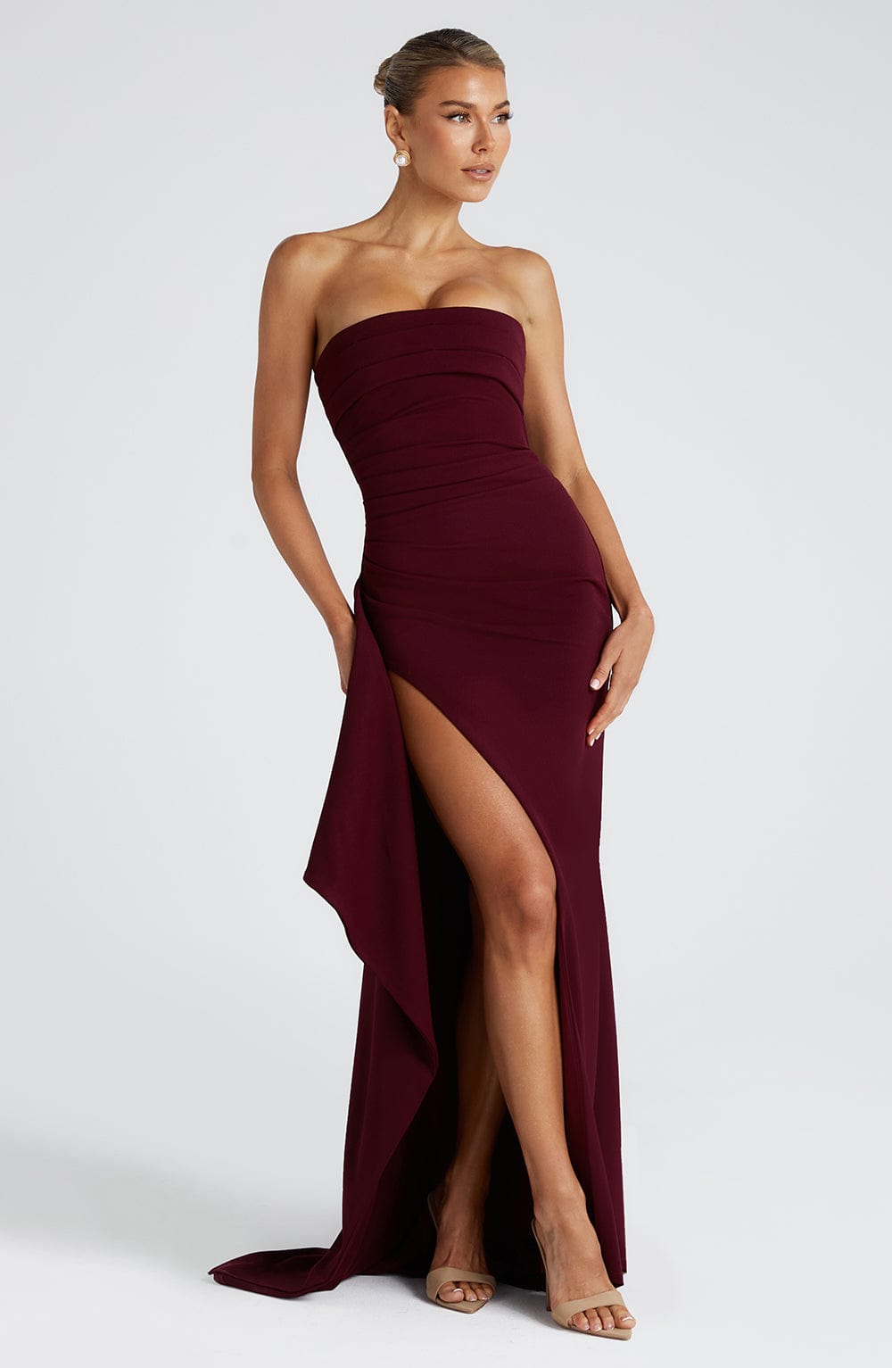 Zafira Maxi Elbise - Bordo