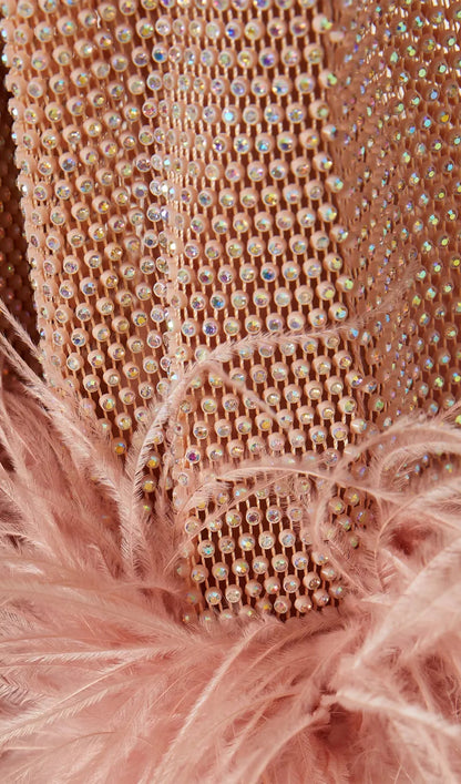 Şeffaf Rhinestone Mini Elbise