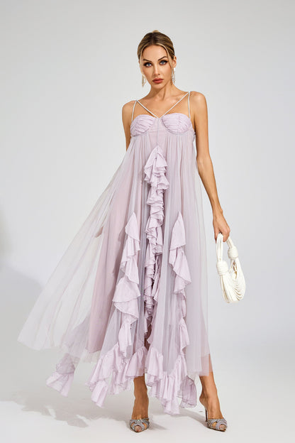 Rüya Ruffle Tül Maxi Elbise