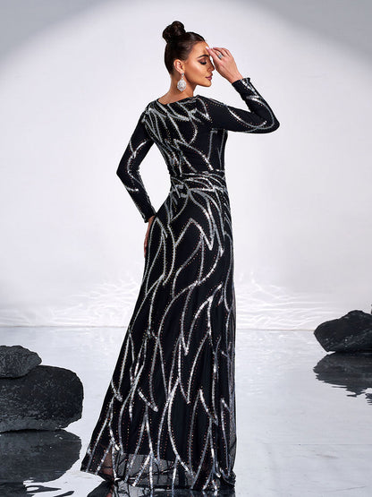 Thora Line Uzun Kollu Maxi Elbise