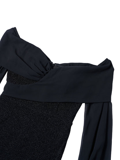 Leila Straplez Denizkızı Omuzsuz Maxi Elbise