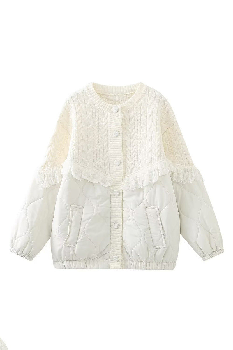 Kurtka dzianinowa z frędzlami Aran 