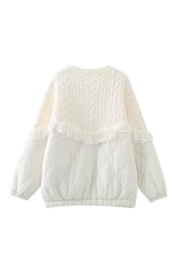 Kurtka dzianinowa z frędzlami Aran 