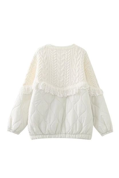 Kurtka dzianinowa z frędzlami Aran 