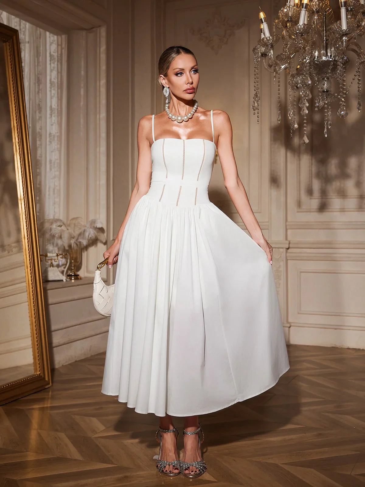 Sukienka midi Amelie z gorsetem i rozkloszowaną spódnicą 