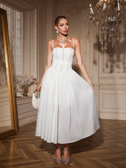 Sukienka midi Amelie z gorsetem i rozkloszowaną spódnicą 