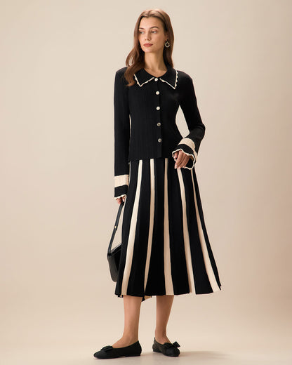 Mirabel Fitilli Örme Midi Etek Takım