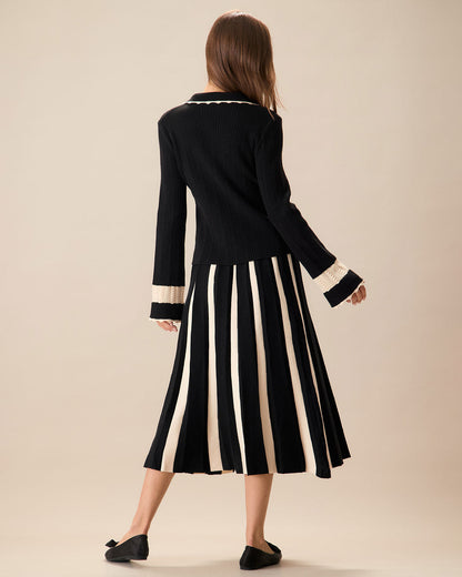 Mirabel Fitilli Örme Midi Etek Takım