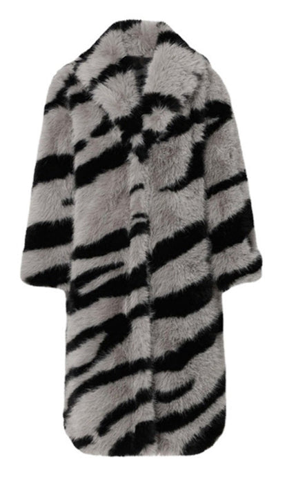 Suni Kürk Zebra Desenli Kaban