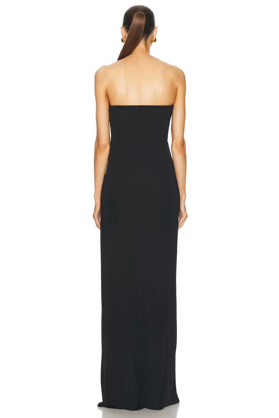 Straplez Bandaj Siyah  Maxi Elbise