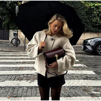 Tanith Ekru Yün Kısa Kaban