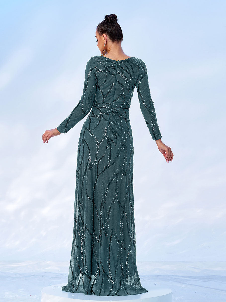 Thora Line Uzun Kollu Maxi Elbise