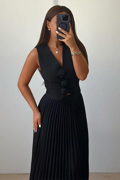 Madeline Rozet Pileli Maxi Etek Takım