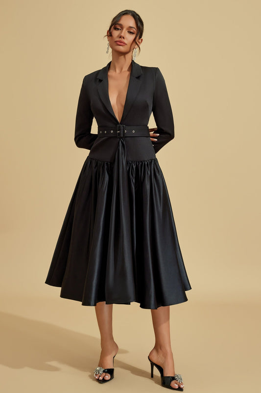 Noir Blazer Midi Elbise
