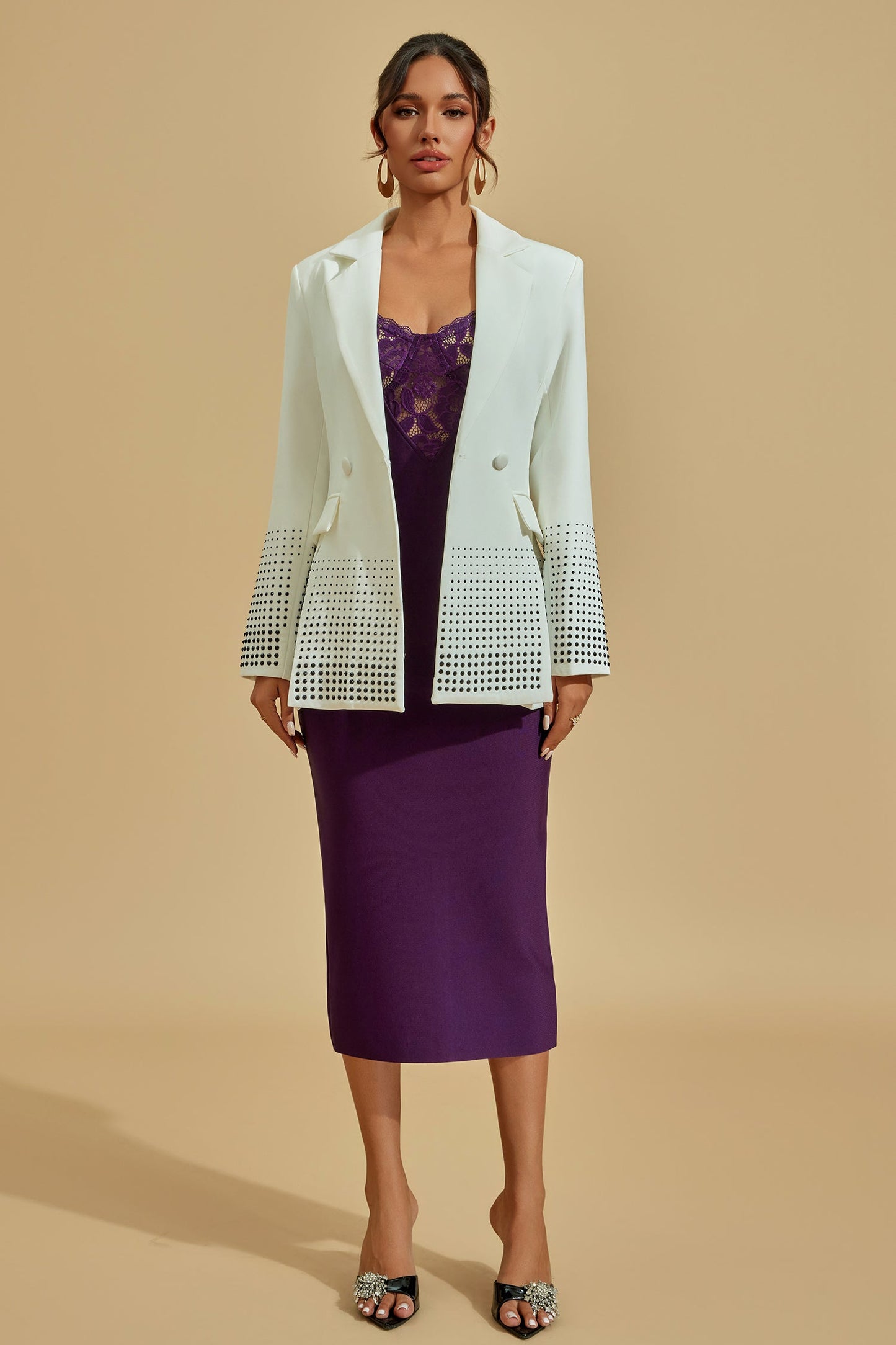 Sarmaşık Beyaz İşlemeli Ceket