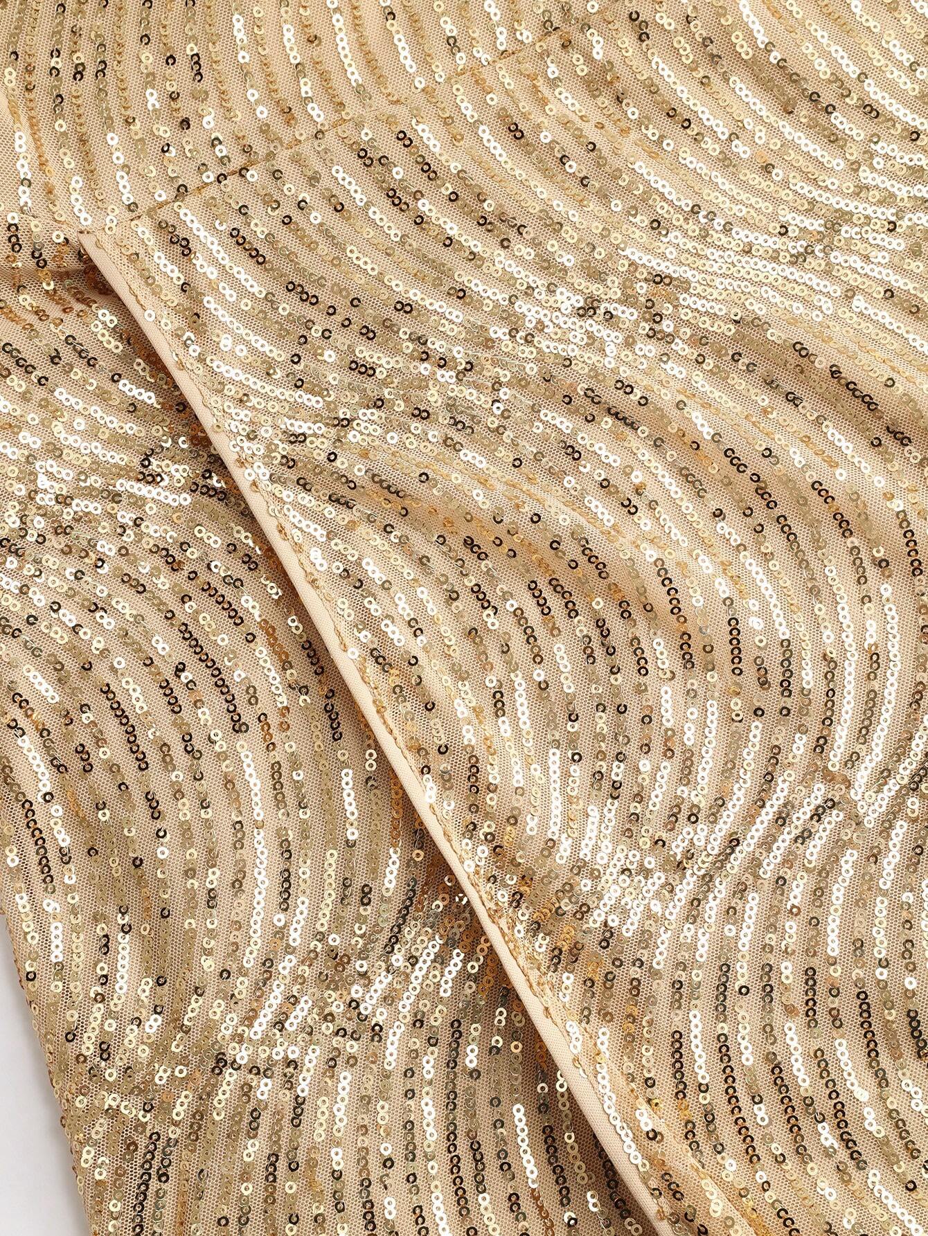 Ione Kolsuz Payetli V Yaka Maxi Elbise