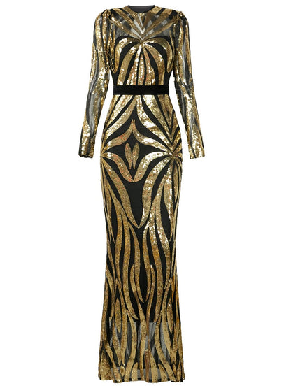 Aeliana Geometrik Payetli Maxi Elbise