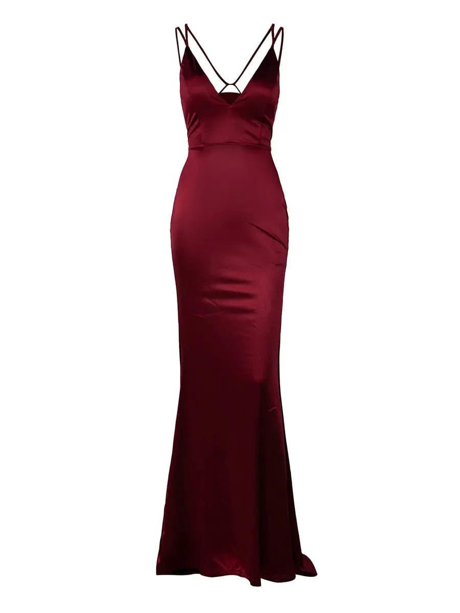 Viveka Saten Balık Kesim Maxi Elbise