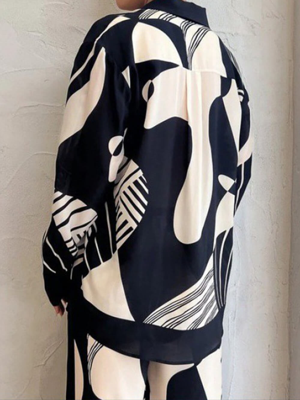 Trendy Graffiti Baskılı Bol Paça Pantolon Takımı