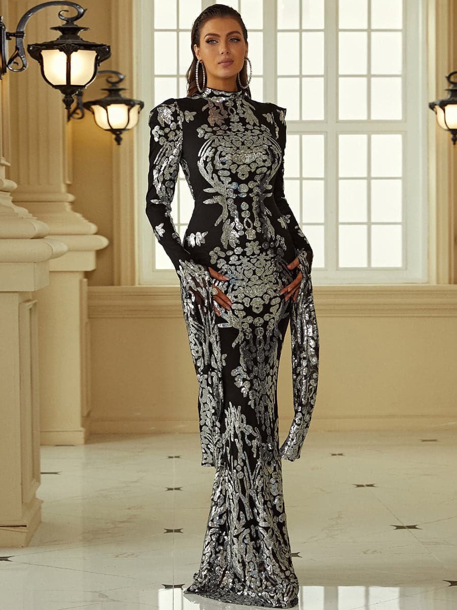 Eris Uzun Kollu Denizkızı Maxi Elbise