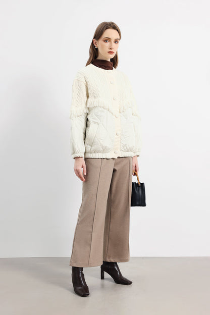 Kurtka dzianinowa z frędzlami Aran 