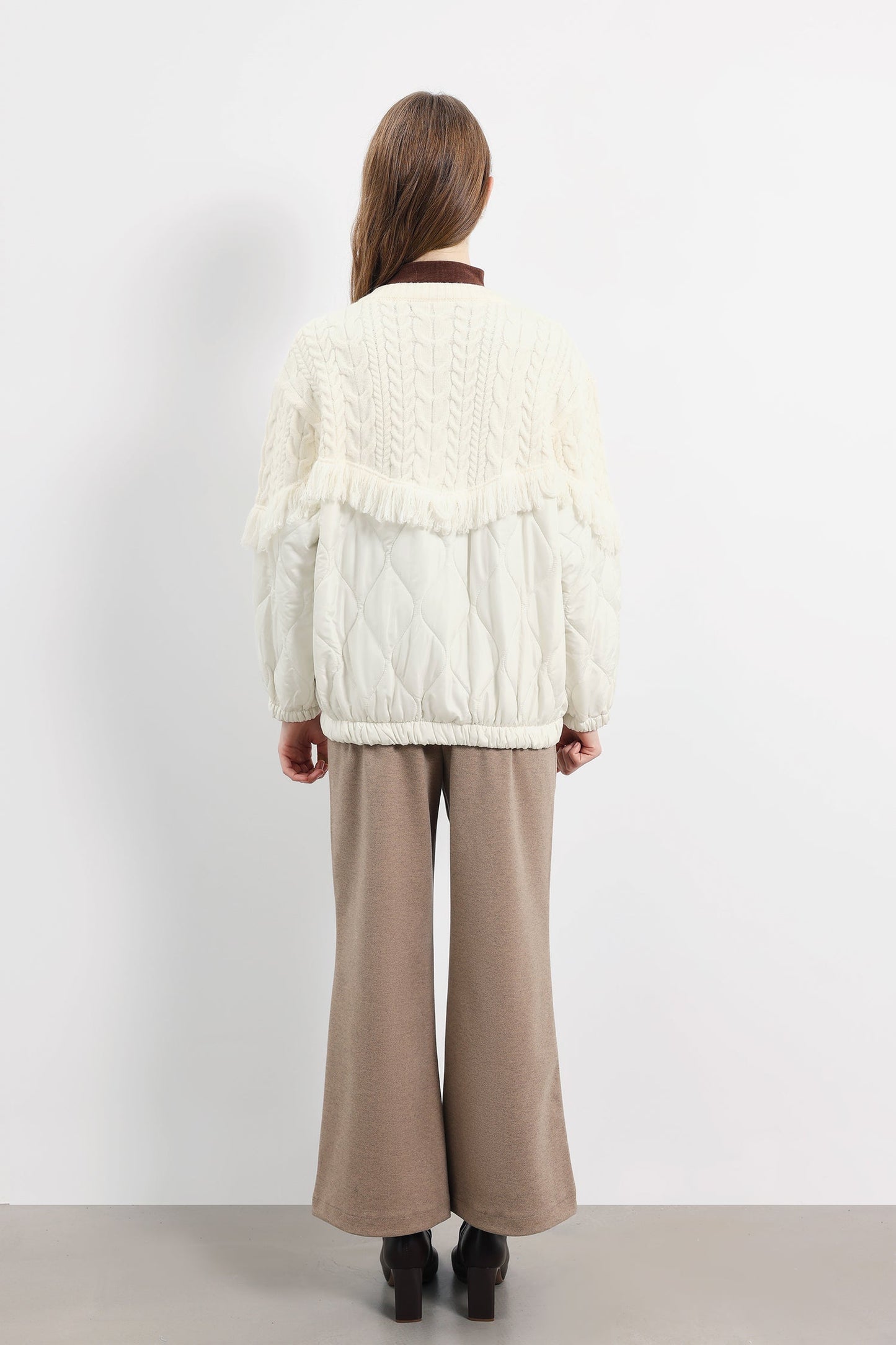 Kurtka dzianinowa z frędzlami Aran 