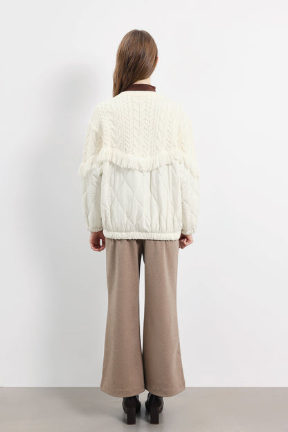 Kurtka dzianinowa z frędzlami Aran 