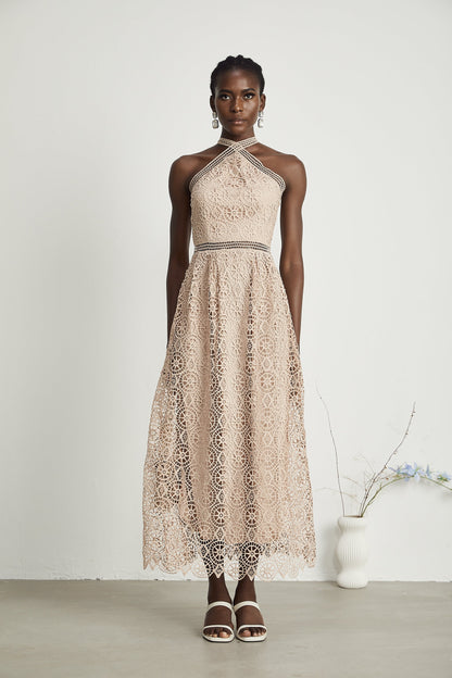 Ela Cut-Out Fitted Midi Elbise