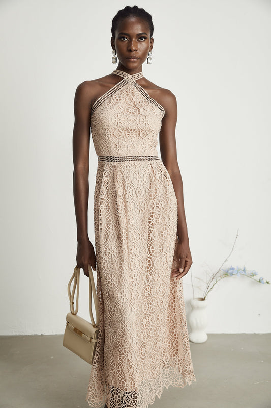Ela Cut-Out Fitted Midi Elbise