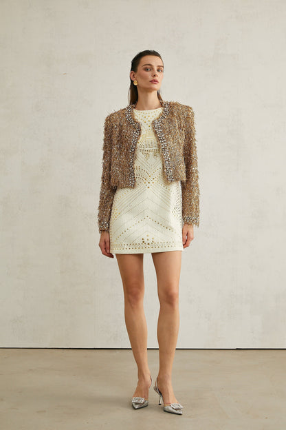 Bérénice Kristal Süslemeli Püsküllü Ceket