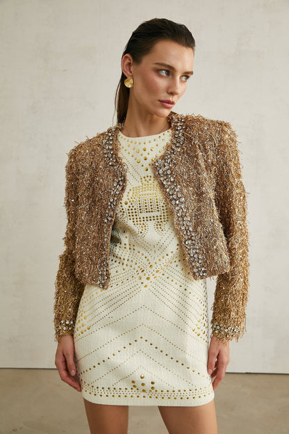 Bérénice Kristal Süslemeli Püsküllü Ceket