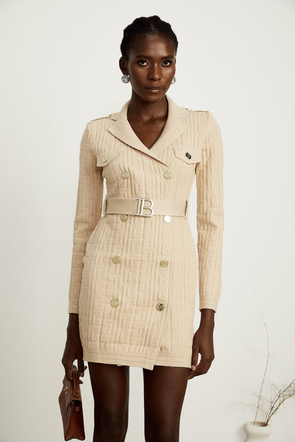 Clémence Monogram-Jakar Örme Mini Elbise