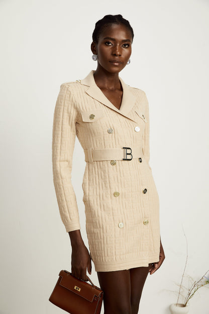 Clémence Monogram-Jakar Örme Mini Elbise