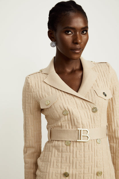 Clémence Monogram-Jakar Örme Mini Elbise