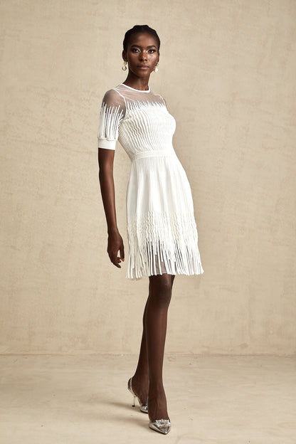 Juliette Beyaz Fringe Yarı Şeffaf Mini Elbise