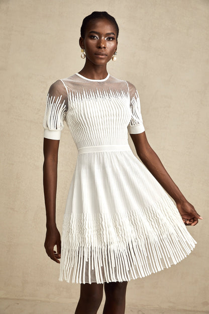 Juliette Beyaz Fringe Yarı Şeffaf Mini Elbise