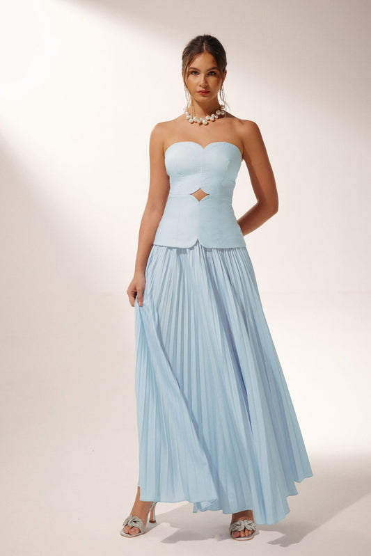 Beatrice Kesikli Pileli Maxi Takım