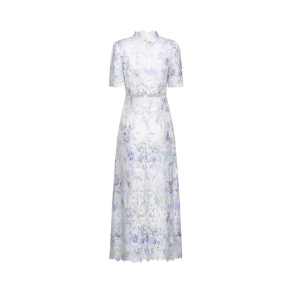 Blanche Dantel Cut-Out Midi Elbise