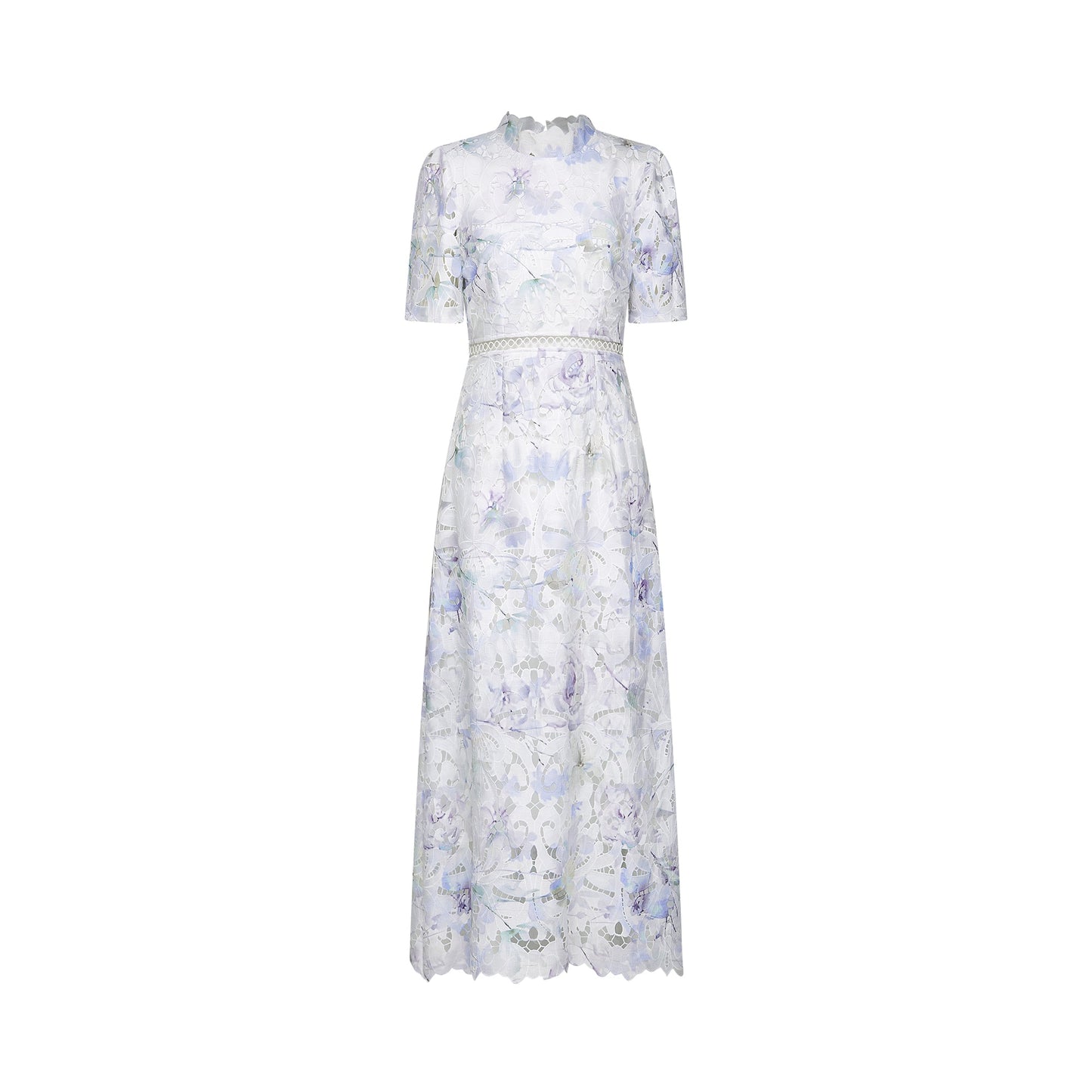 Blanche Dantel Cut-Out Midi Elbise