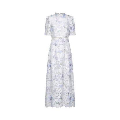 Blanche Dantel Cut-Out Midi Elbise