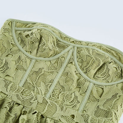Inès Dantel Cut-Out Midi Elbise