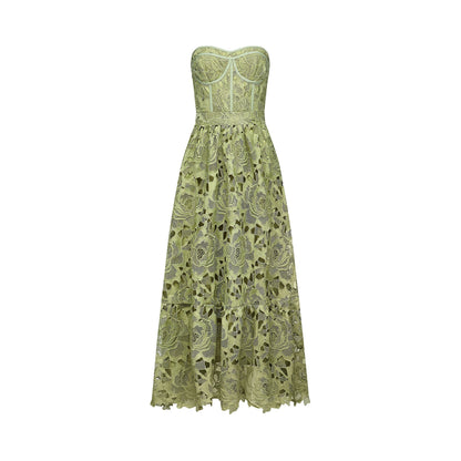 Inès Dantel Cut-Out Midi Elbise