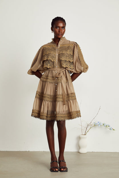 Inès Dantel Cut-Out Katmanlı Mini Elbise