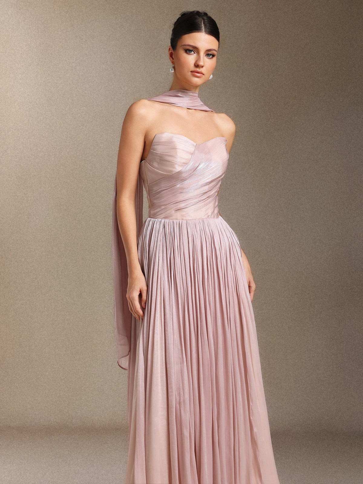 Yeil Fold Ribbon Midi Elbise