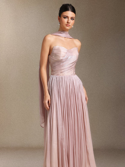 Yeil Fold Ribbon Midi Elbise