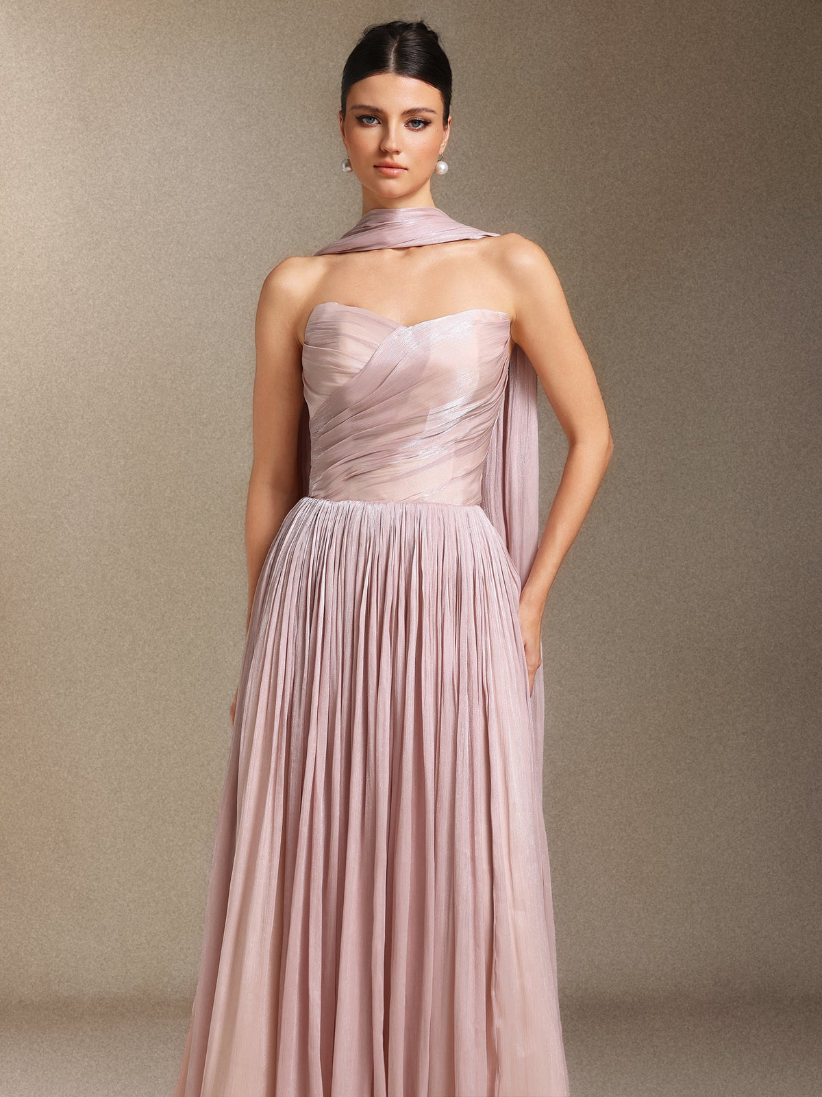 Yeil Fold Ribbon Midi Elbise