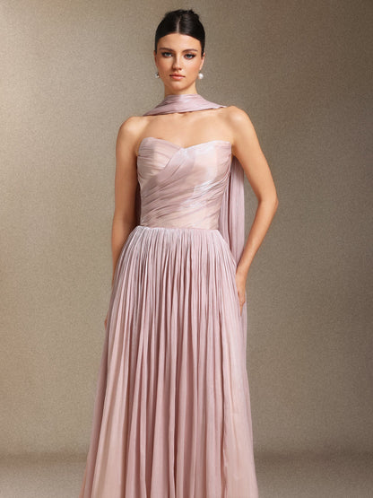 Yeil Fold Ribbon Midi Elbise