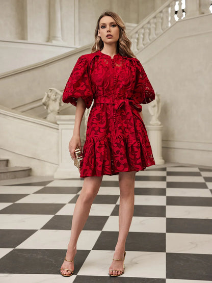 Isadora Nakışlı Organze Mini Elbise